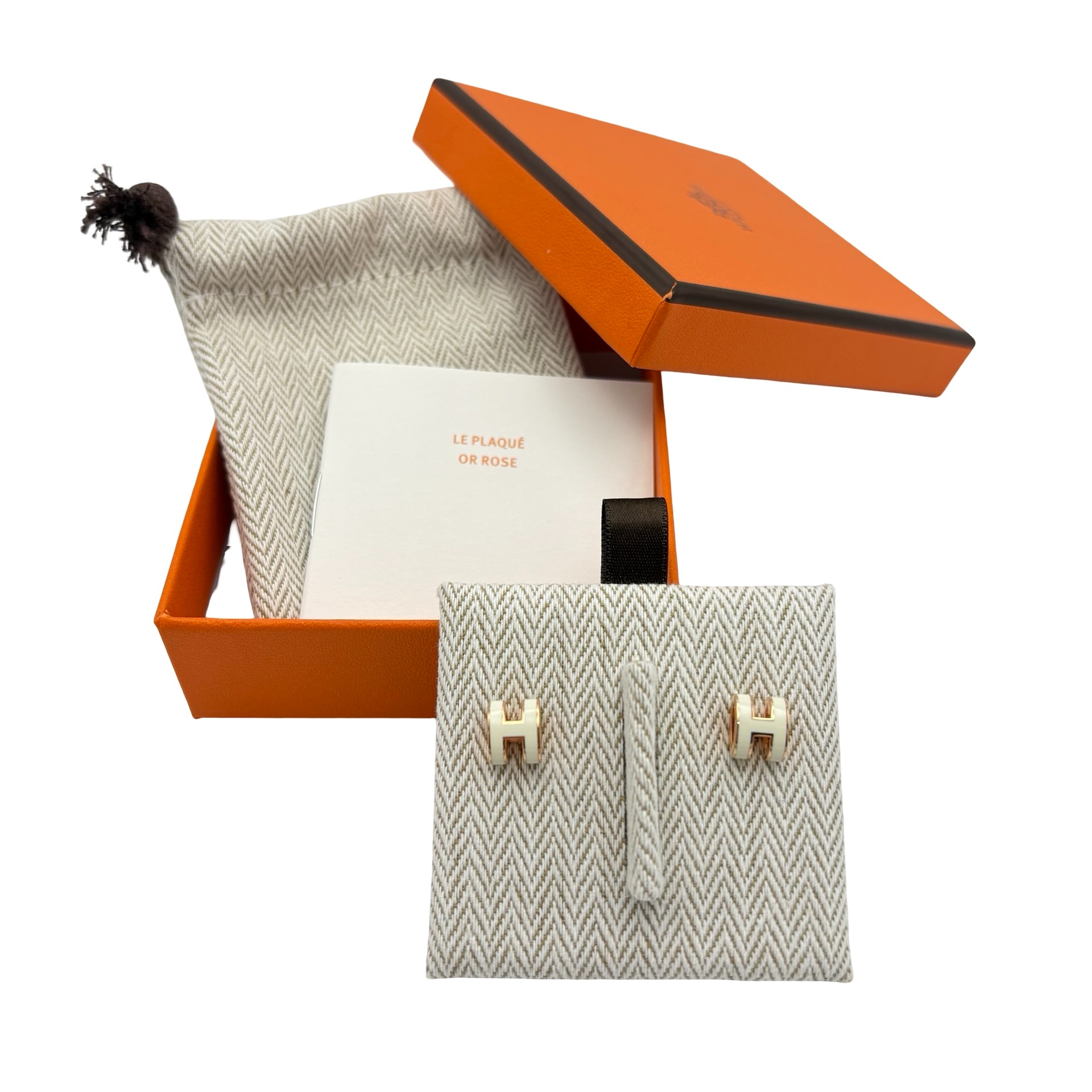【新品未使用】 Hermes エルメス MINI POP H EARRINGS ミニポップアッシュピアス ピアス ホワイト/ピンクゴールド GP 新品未使用|Mohlong Luxury