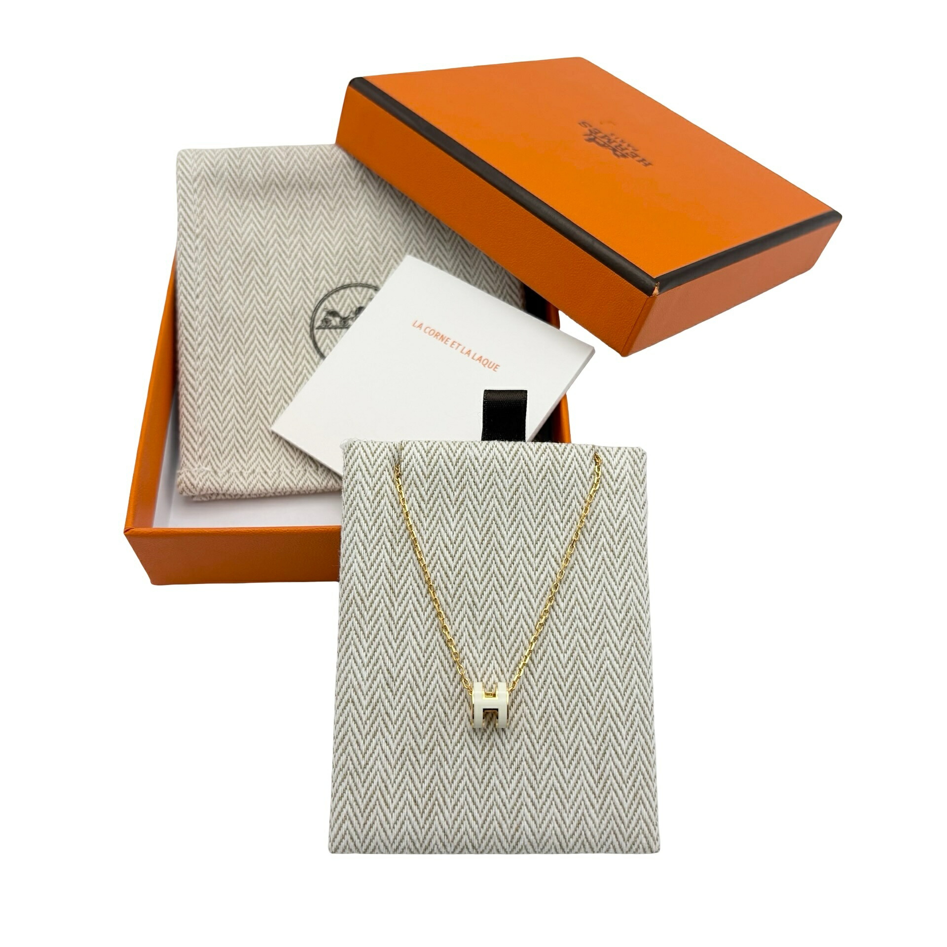 【未使用】 Hermes エルメス MINI POP H NECKLACE ミニポップアッシュネックレス ネックレス ホワイト/イエローゴールド GP 未使用|Mohlong Luxury