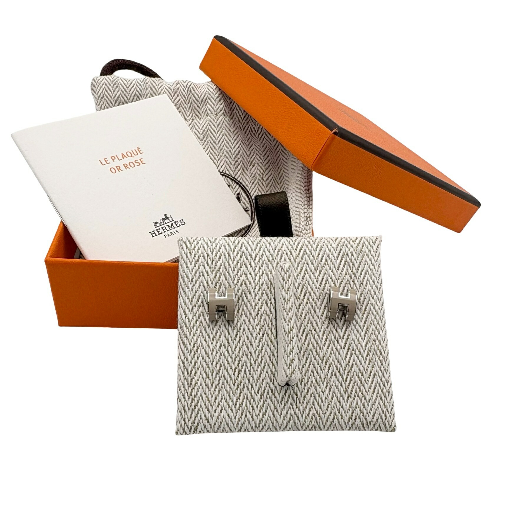 【新品未使用】Hermes エルメス MINI POP H EARRINGS ミニポップアッシュピアス ピアス マロン・グラッセ(グレー系)/シルバー GP 新品未使用|Mohlong Luxury