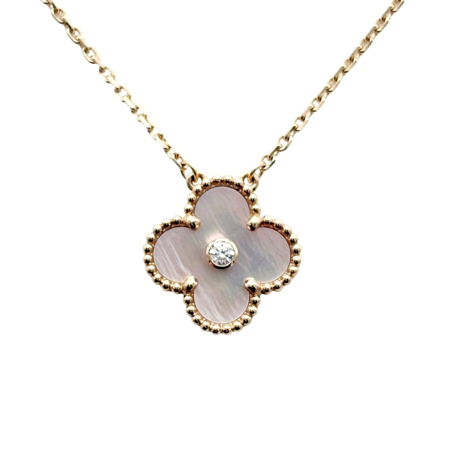【中古】Van Cleef＆Arpels ヴァンクリーフ＆アーペル K18PG VINTAGE ALHAMBRA 2025 HOLIDAY COLLECTION NECKLACE ヴィンテージアルハンブラ ピンクゴールドダイヤモンドネックレス 2025年ホリデー限定 6.4g 42cm｜Mohlong Luxury