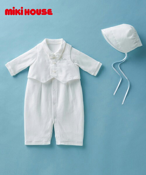 ミキハウス mikihouse ツーウェイオールセット＜50cm-60cm＞01【秋冬向け】『41-2602-689』 ベビー服 子供服 フォーマル ロンパース 男の子 前開き 結婚式 お呼ばれ ハーフバースデー 付き添い着