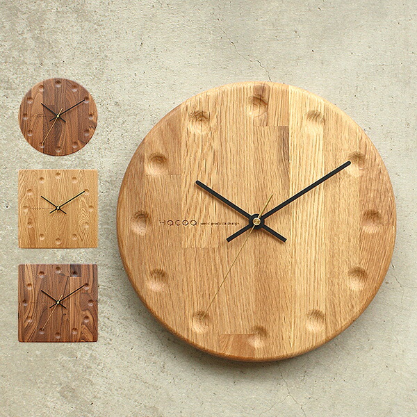 ■木製壁掛け時計「WallClock ブロックストライプ」オーク・ウォールナット