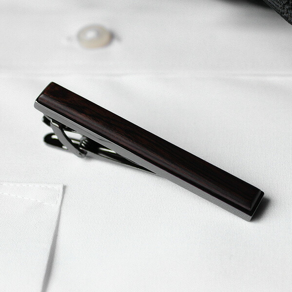 ■【プレミアムモデル】本物の木を組み合わせたおしゃれな木製ネクタイピン「TIE　PINS（黒檀）」