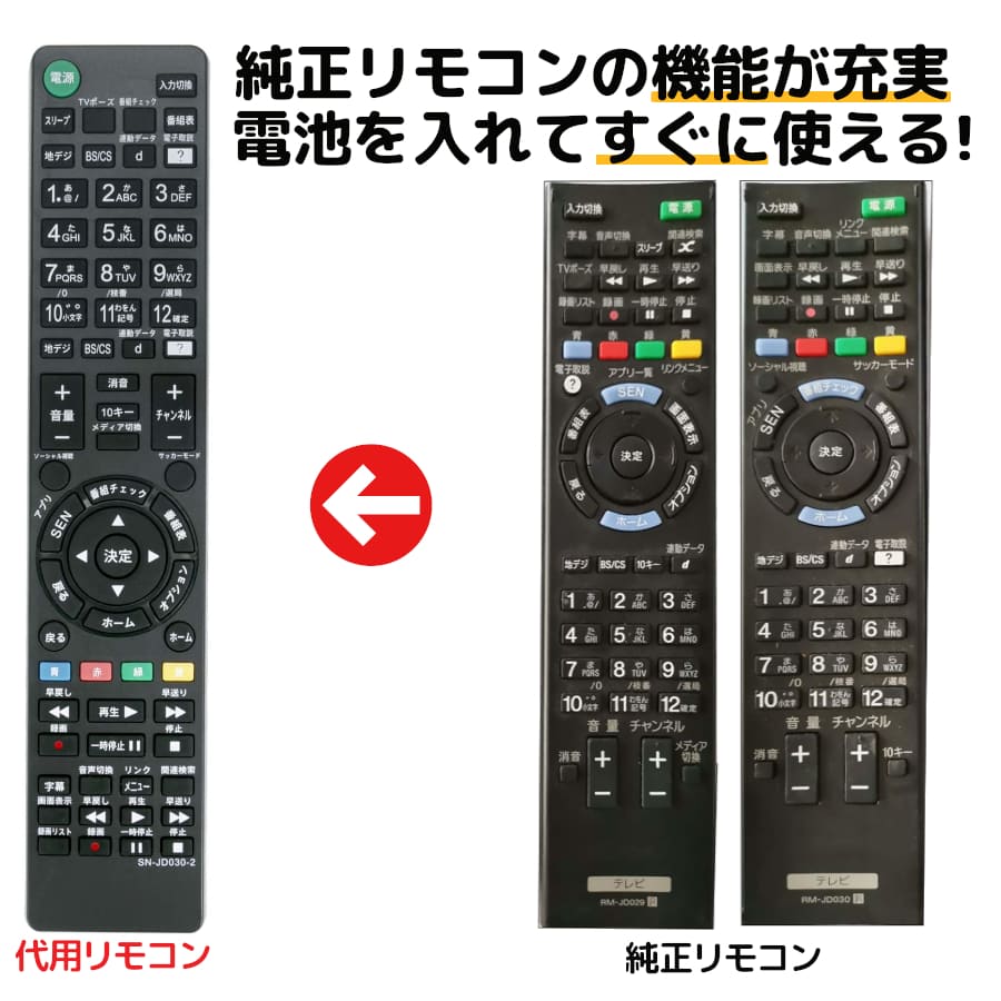 楽天市場 ソニー ブラビア テレビ リモコン Rm Jd030 Rm Jd029 Rm Jd028 Rm Jd027 Rmf Jd011 Sony Bravia 代用リモコン リスタ モックストア