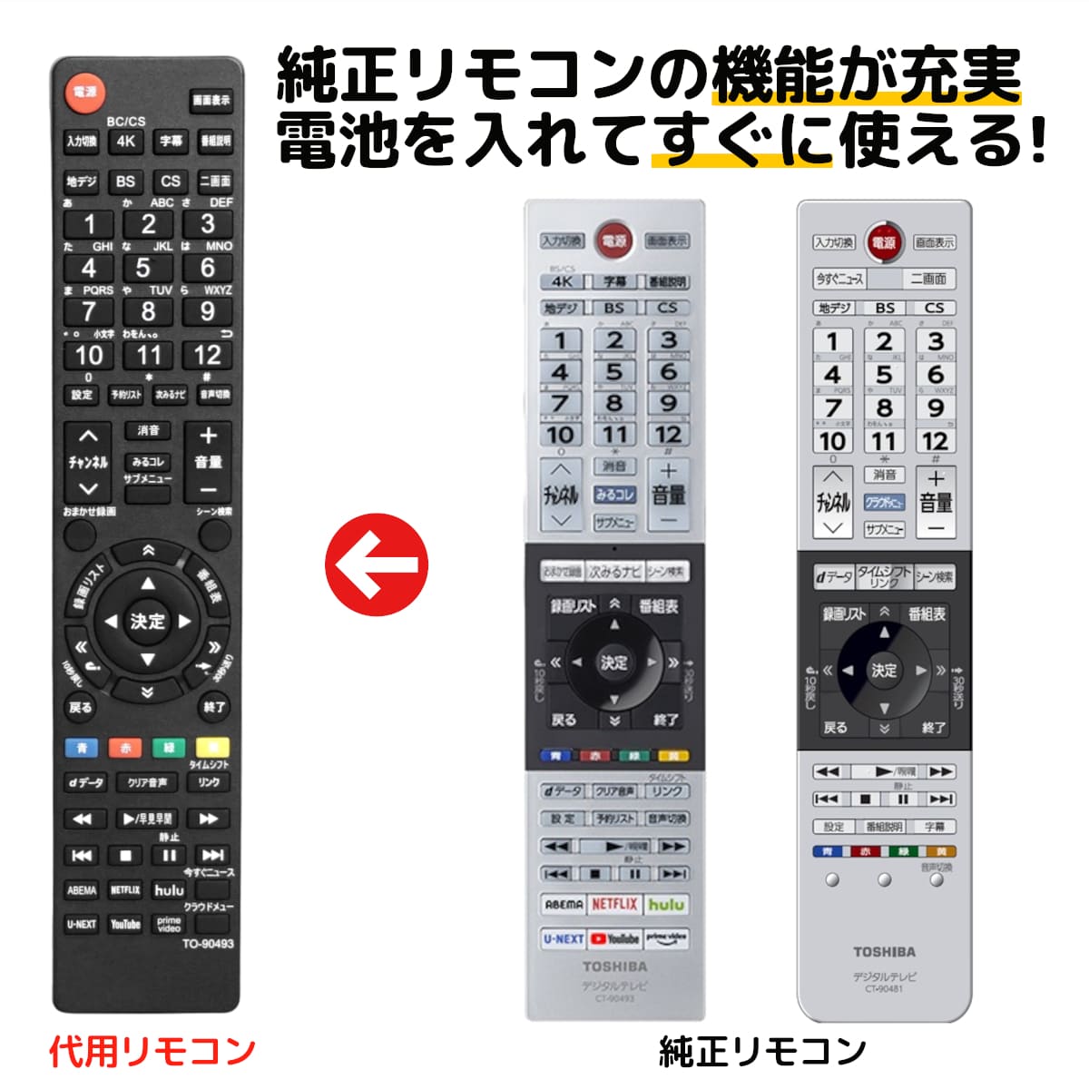 楽天市場】東芝 レグザ テレビ リモコン CT-90490 CT-90483 55Z740X