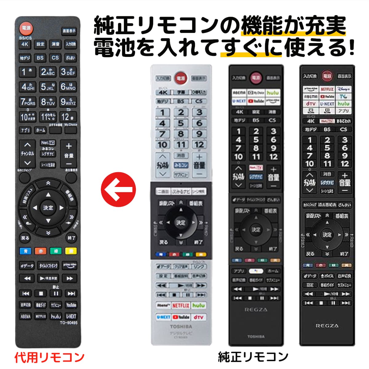 楽天市場】東芝 レグザ テレビ リモコン CT-90494 CT-90491 CT-90476