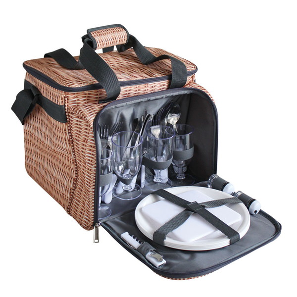 バカンス 4人用食器付きクーラーピクニックバスケット パニエ Butlerchimneys Com