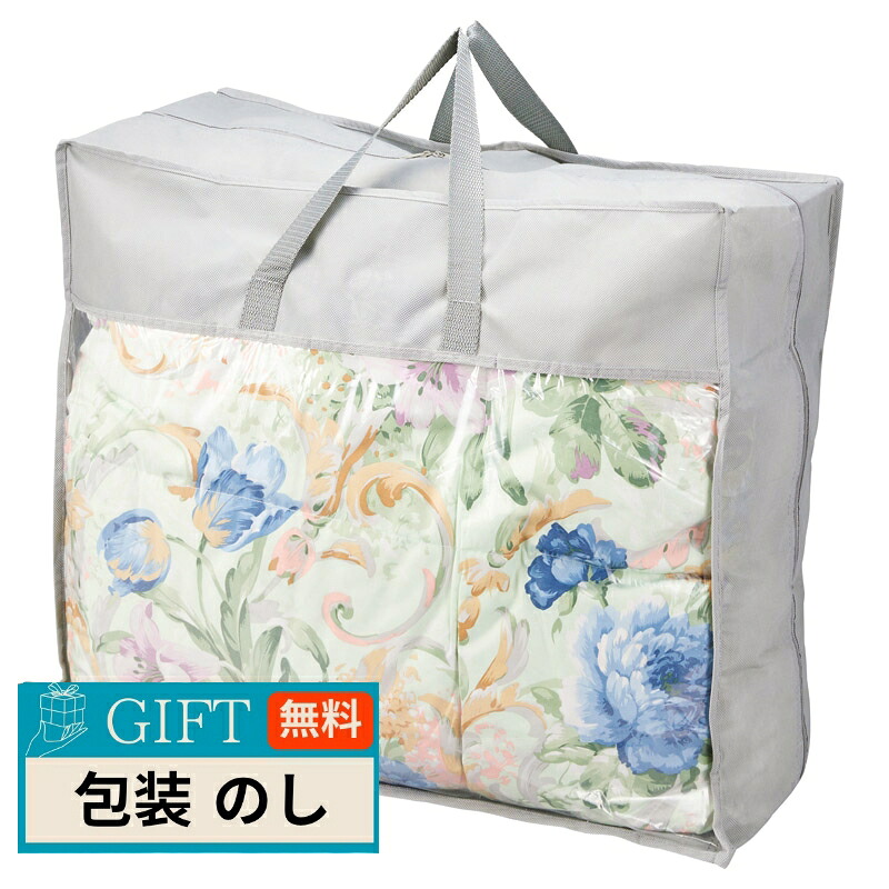 ファクリエ 花浪漫 羽根 布団 ふとん バッグ入り ダウン20％ ブルー HRU-520BL/PI ギフト プレゼント 贈り物 贈答 包装 熨斗 のし 無料 【LOI】｜MOKOMOKO青山 8,558円