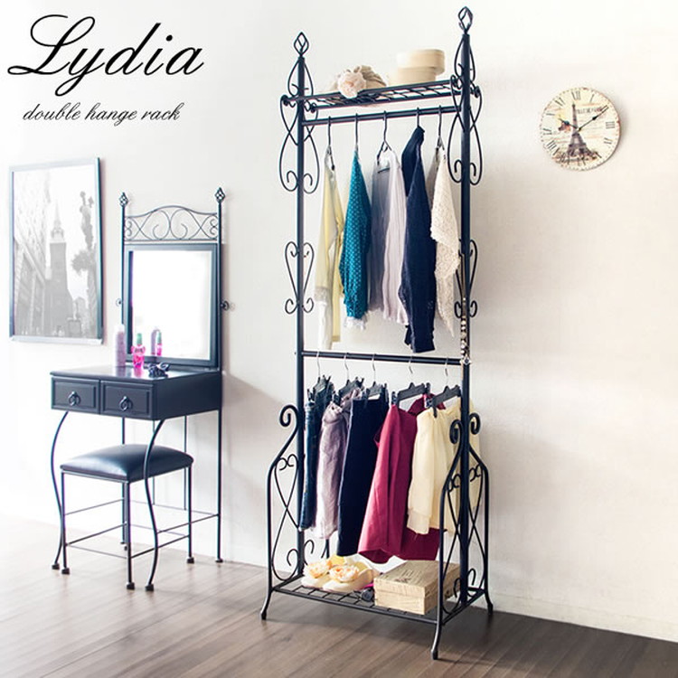 Lydia リディア ダブル ハンガーラック 幅：63cm 奥行：42cm 高さ：182.5cm