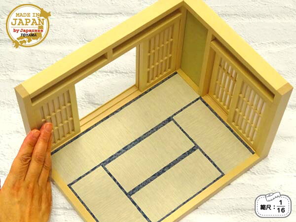 【店卸し資産境界線】和風お人形さん住み家-10 ミニ和室6畳-Ｌ型Ｂ（1/16規模） 木製 無ペンキ塗り 横幅26.4珊 日本製 日本人技術者手作り品