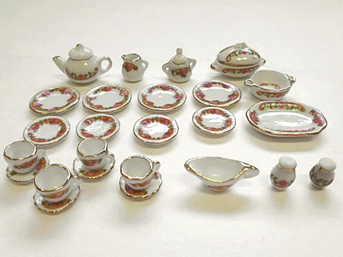 楽天市場】ミニチュア 食器 陶器製 ティーセット 花柄 トレー