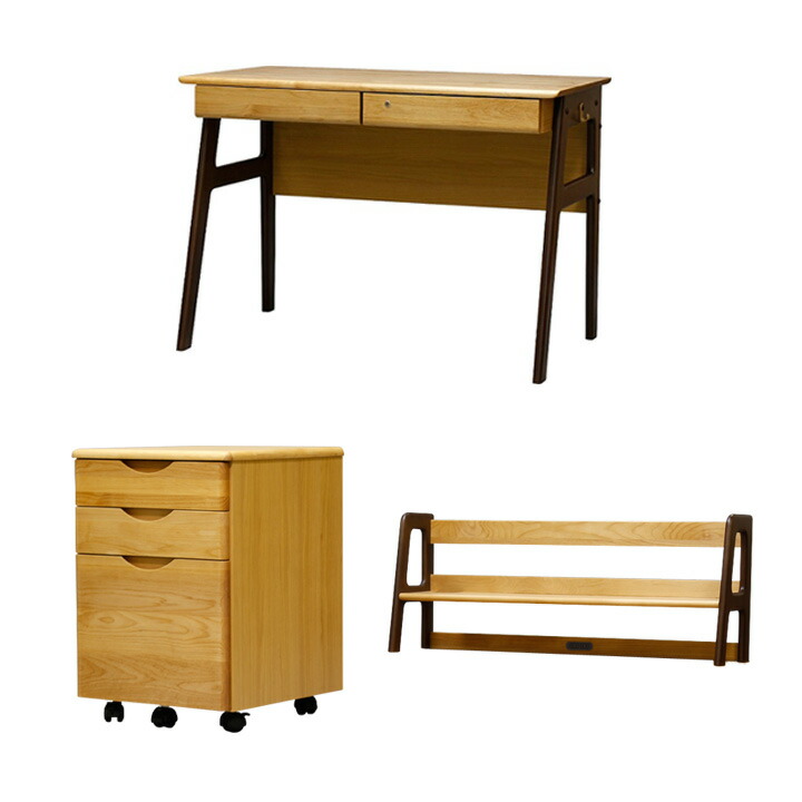 Ecru エクリュ 3点セット デスク ワゴン 上棚 学習机 リビングデスク ワークデスク 学習デスク 本棚 シェルフ サイドワゴン 木製 おしゃれ シンプル 子供 大人 子供部屋 大型 勉強机 勉強デスク 収納 書斎 ナチュラル アルダー 男の子 女の子 コンパクト 天板ウレタン塗装