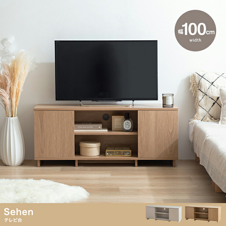 【7%OFFクーポン配布中】テレビボード おしゃれ Sehen テレビ台 幅100cm コンパクト 寝室 リビング 扉収納 オープン収納 一人暮らし 新生活 北欧風 ロータイプ ノイズレス コード穴 上品