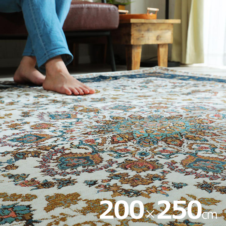 【ホットカーペット/床暖房対応】ラグ カーペット 200x250cm ゴブランマット キュリオ 2色対応 ラグマット ゴブラン織り マット 長方形 手洗い可能 滑り止め シェニール織り ラグ おしゃれ オールシーズン｜家具の直販　スーパーカグ