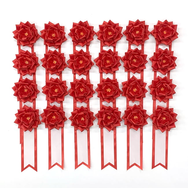 [箱売り] 式典用リボン記章（胸章 徽章） 特小リボンバラ タレ付き 24個セット