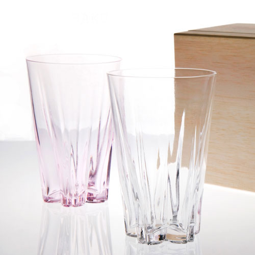 桐箱入り SAKURASAKU glass タンブラー［サクラサクグラス］ペアセット 【グラス ぐいのみ 坪井 浩尚 ペア セット キッチン 北欧雑貨 食器 木箱 かわいい 可愛い おしゃれ インテリア 女性 男性 誕生日 ギフト プレゼント 実用的】