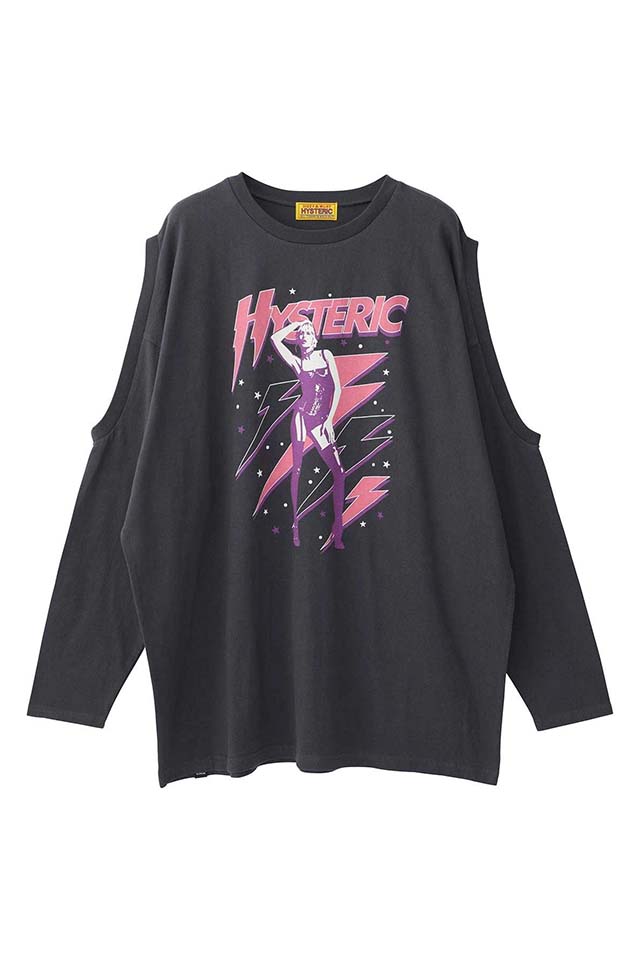 HYSTERIC GLAMOUR ヒステリックグラマー 01253CL12 THE PRETTIEST STARS オーバーサイズTシャツ BLACK 正規通販 レディース