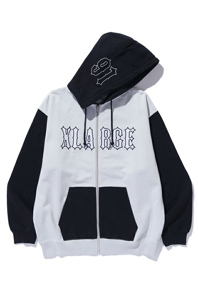 大売り出し40%OFF XLARGE エクストララージ 101253012007 COLOR BLOCK ZIP HOODED SWEATSHIRT ジップパーカー BLACK 置き目通信販売 メンズ レディース