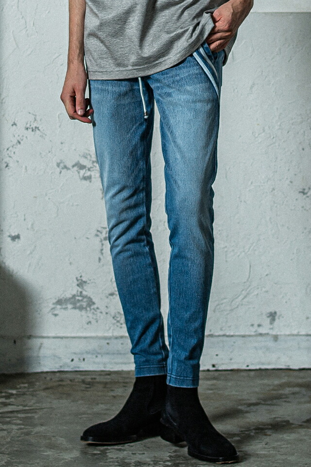 継続期間押さえる大売り出し50%OFF RESOUND CLOTHING  リサウンドクロージング RC35-ST-014D EX denim jersey EDGE PT デニムジャージエッジパンツ LIND 置き目通信販売 メンズ