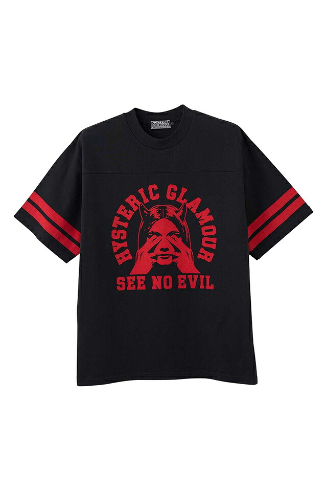 HYSTERIC GLAMOUR ヒステリックグラマー 02261CT20 SEE NO EVIL プルオーバー BLACK 置き目通信販売 メンズ