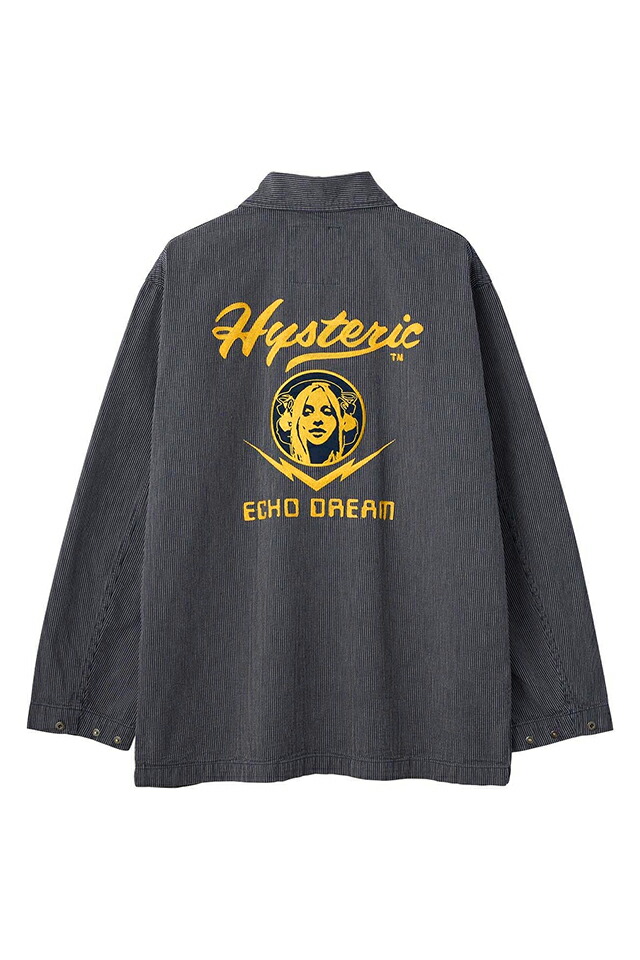 HYSTERIC GLAMOUR ヒステリックグラマー 02261AB06 HYSTERIC ECHO DREAM刺しゅう カバーオールジャケット INDIGO BLUE 置き目通信販売 メンズ