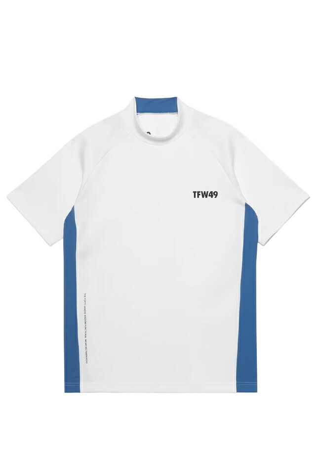 TFW49 ティーエフダブリューフォーティーナイン T102610010 SIDE PANEL SHORT SLEEVE MOCKNECK モックネックプルオーバー WHITE 置き目通信販売 ゴルフ メンズ