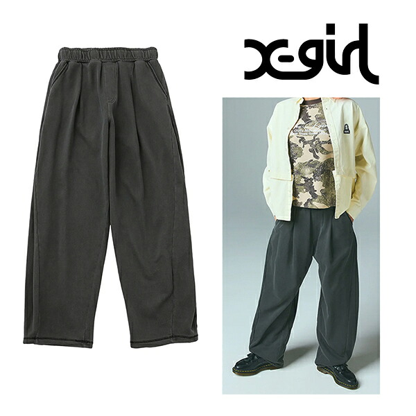 X-girl エックスガール 105261031001 PIGMENT DYED SCRIPT LOGO SWEATPANTS スウェットパンツ BLACK 正規通販 レディース