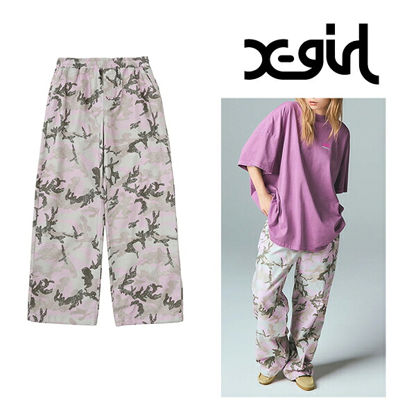 X-girl エックスガール 105261031006 FACE LABEL LOOSE FIT EASY PANTS イージーパンツ PINK 正規通販 レディース