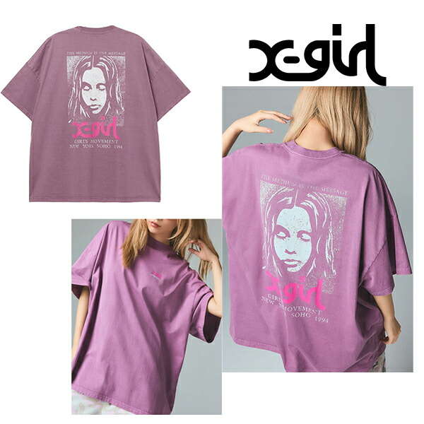 X-girl エックスガール 105261041002 FADED FACE S/S BIG TEE DRESS Tシャツワンピース PURPLE 正規通販 レディース