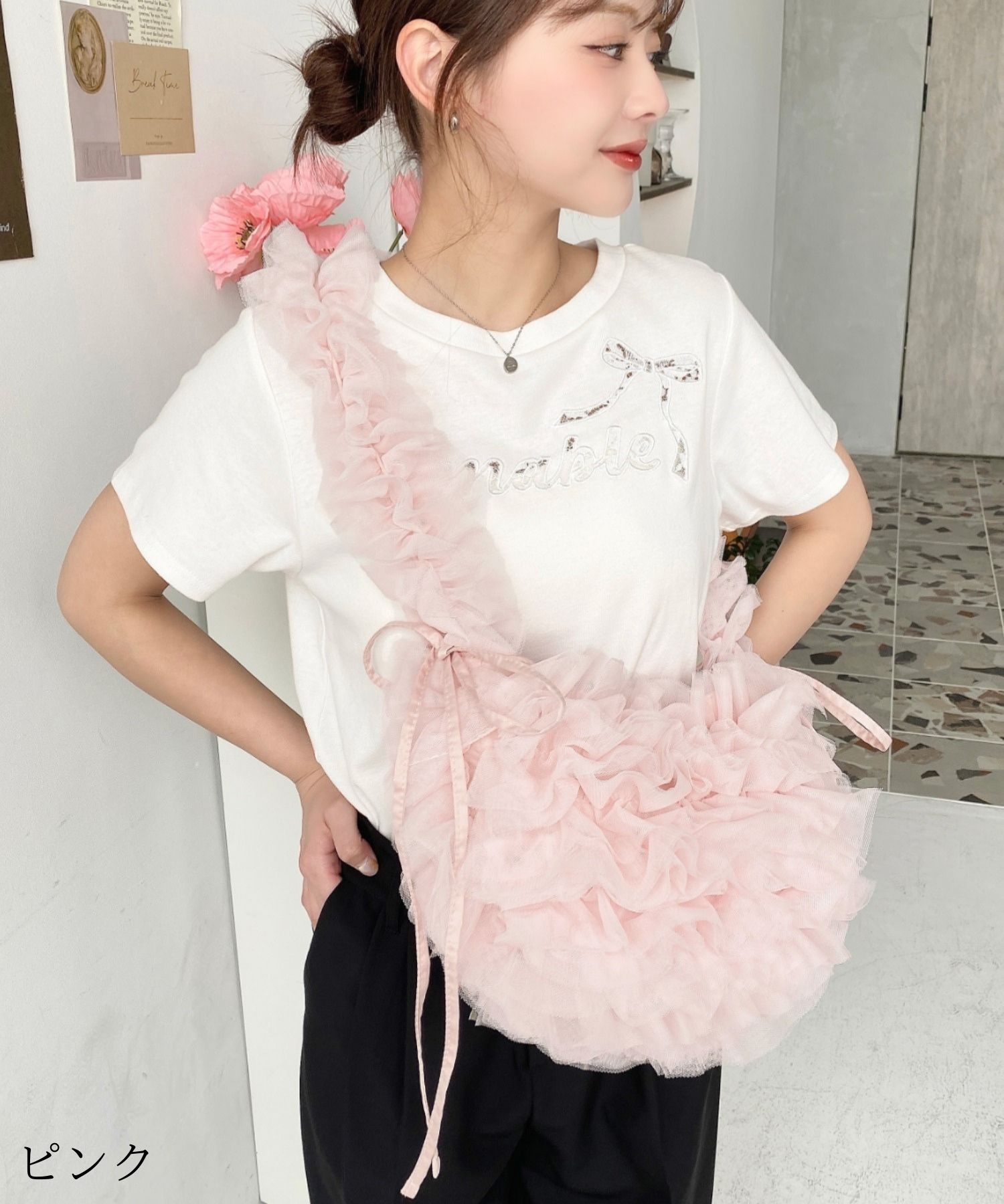 1000円OFF 3,990→2,990円】バッグ ショルダーバッグ フリル