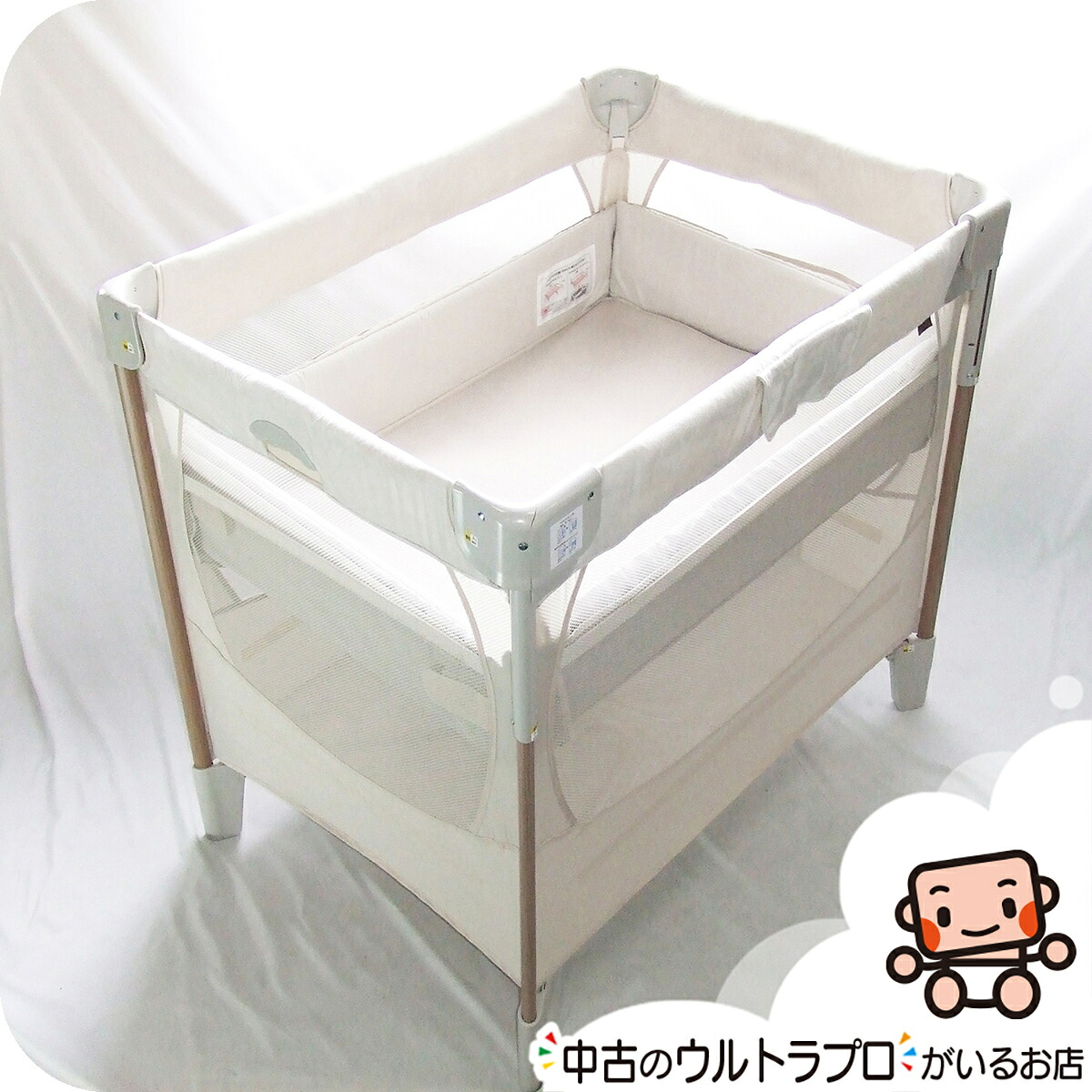 【お得っ！厳選中古】綺麗 ベビーベッド Aprica アップリカ ココネル エアーリュクス ナチュラルベージュ 折りたたみ 新生児から24カ月 中古ベビーベッド【B.綺麗】【中古】x1237569536｜かわいいベビー用品専門店マミーズ