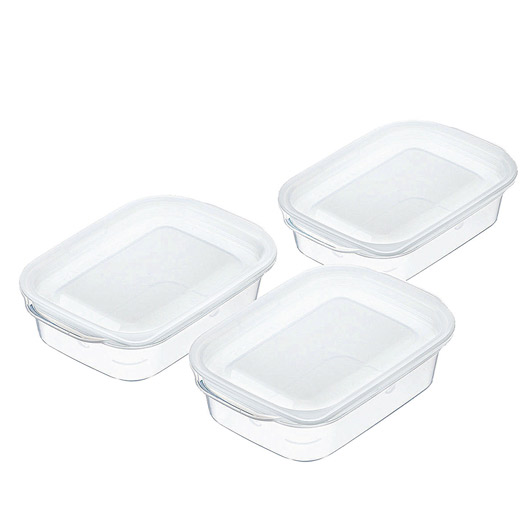 【クーポン有り】 販促品 保存容器 楽ちんパック　角型１４０ｍｌ　３個組　クリアホワイト 保存容器 即納 販促品 保存容器 200円 人気 100円台 敬老会 プレゼント イベント セール sale