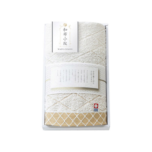【18日限定クーポン】【10%OFF】 プチギフト 退職 タオル 和布小紋〈Modern〉フェイスタオル（ベージュ） フェイスタオル 初盆 お返し 品 販促品 退職 産休 ありがとう 販促品 フェイスタオル 1000円 人気 90｜プチギフトmomo-fuku