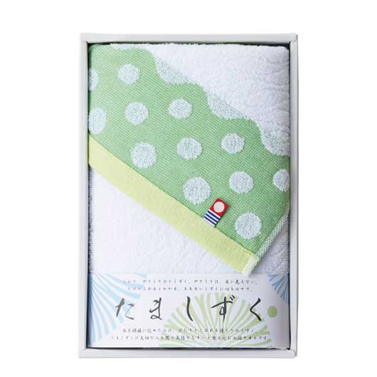 【クーポン有り】 お中元 プチギフト 退職 タオル 【送料無料】 今治タオル〈たましずく〉フェイスタオル グリーン フェイスタオル 敬老会 プレゼント デイサービス 施設 安い 初盆 お返し 品 ギフト 退職 産休 ありがとう ギ｜プチギフトmomo-fuku