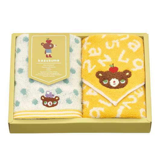 【クーポン有り】 プチギフト 退職 タオル かずくま〈ファンファン〉ウォッシュタオル2P タオル 販促品 退職 産休 ありがとう 販促品 タオル 1500円 人気 1000円台 敬老会 プレゼント イベント 香典返し タオル ハン