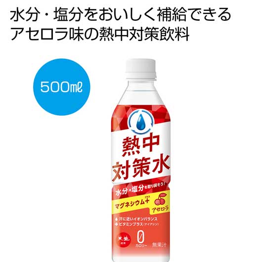 【18日限定クーポン】 ドリンク・お酒 ジュース 天塩使用　熱中対策水　アセロラ500ml【72個単位】 ジュース ドリンク・お酒 ジュース 300円 人気 200円台 敬老会 プレゼント イベント セール sale｜プチギフトmomo-fuku 13,619円