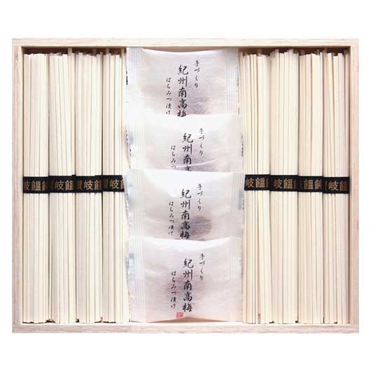 【18日限定クーポン】 ギフト 麺類　詰め合わせ 紀州南高梅・讃岐うどん詰合せ(木箱入) 麺類　詰め合わせ ギフト 麺類　詰め合わせ 1500円 人気 1000円台 敬老会 プレゼント イベント 国産 セール sale｜プチギフトmomo-fuku
