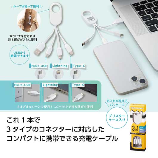 【クーポン有り】【36%OFF】 プチギフト USBケーブル ３ｉｎ１ＵＳＢケーブル USBケーブル 即納 プチギフト 激安 USBケーブル 500円 人気 500円台 敬老会 プレゼント イベント セール sale
