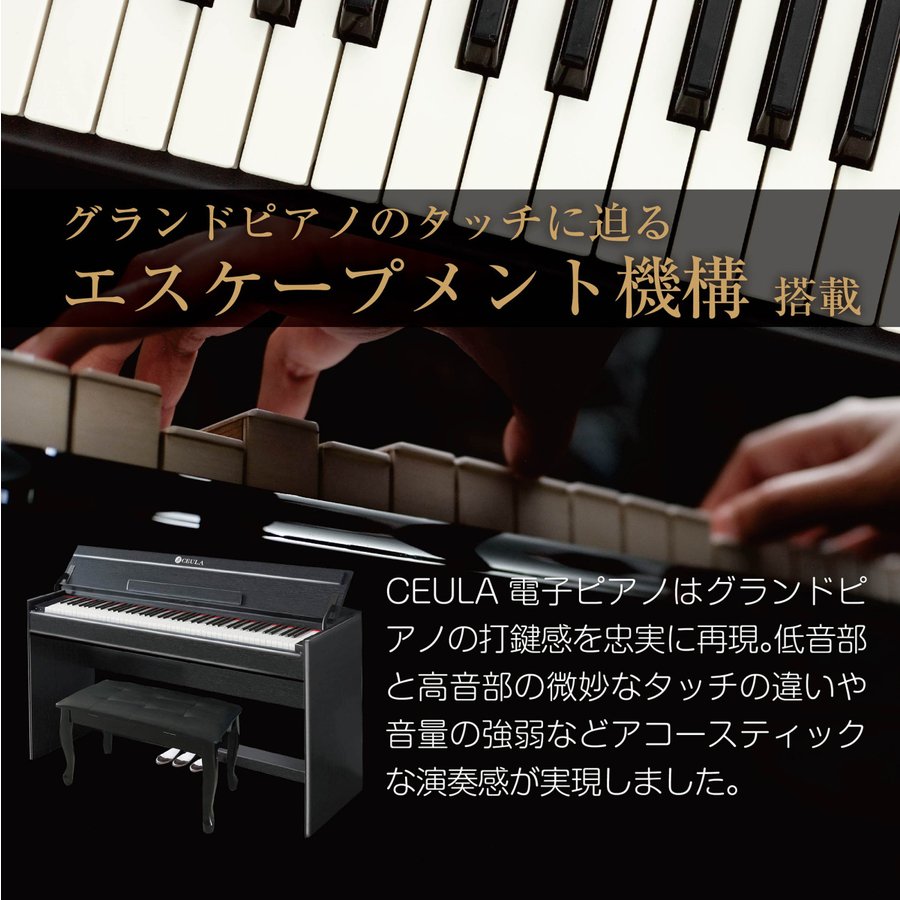 CEULA 電子ピアノ（3点セット）88鍵 MIDI ブルートゥース機能（白