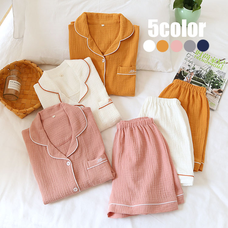 楽天市場 カップル パジャマ 男 女 夏 レディース メンズ 半袖 寝巻き 部屋着 綿パジャマ オシャレ きれいめ ルームウエア ゆったり 大きいサイズ お揃い 5色 Ms Momo 楽天市場店