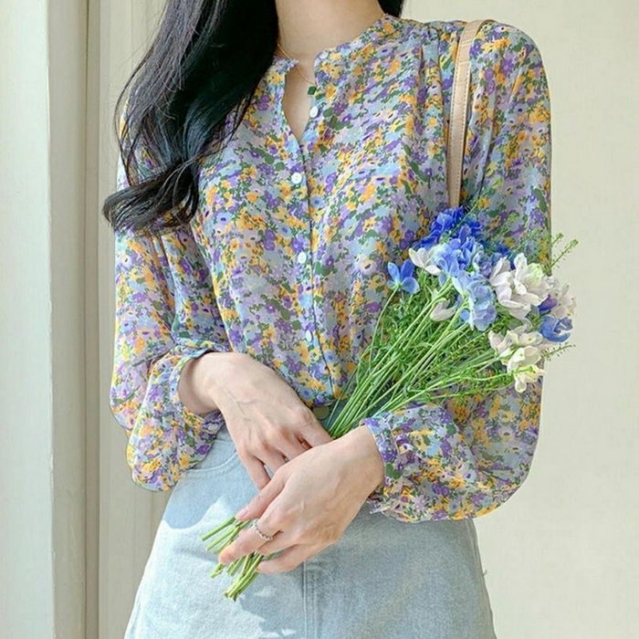 ブラウス レディース 40代 春秋 オシャレブラウス 花柄シフォンシャツフレアネック 長袖トップス おしゃれ 大人 通勤 オフィス ブラウス レディース 40代 春秋新作 オシャレブラウス 長袖
