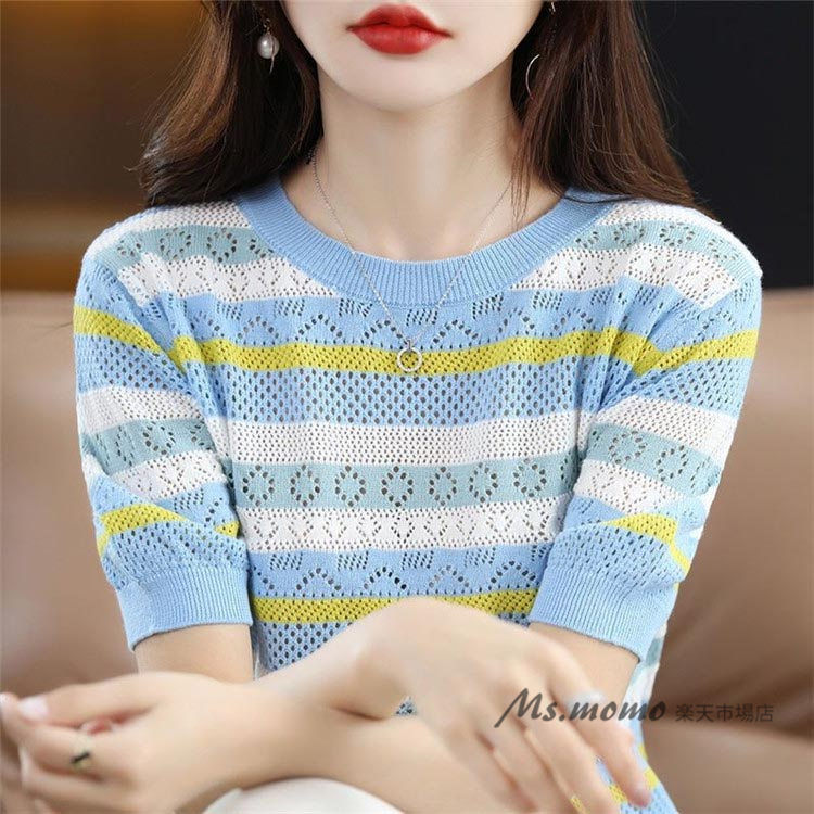 ニットTシャツ トップス レディース きれいめ 40代 春夏 半袖トップス 配色 オシャレ ブラウス 丸首 tシャツ 韓国風 体型カバー 30代 50代 楽天市場】ニットTシャツ トップス レディース きれいめ 40代 春