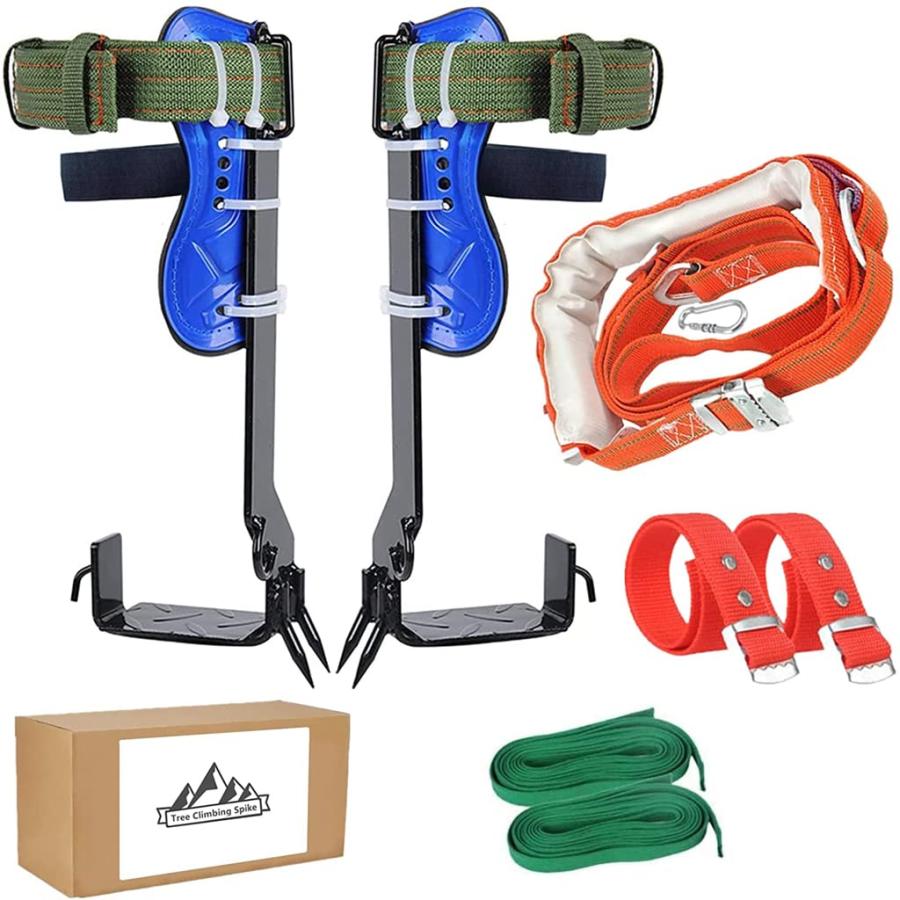 木登り器 木登り道具 昇柱器 直立木登りツール 極登山スパイク 滑り止めクライミングツリースパイクシートベルト付き 登山木の靴 2本爪