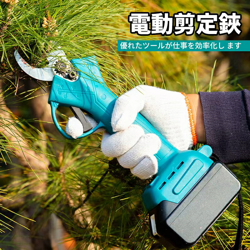 充電式剪定ばさみ 電動ハサミ 剪定 ブラシレスモーター採用 開き口30mm 高枝切りの延長ポールと接続可能 4段階開き角度調整可能 電動剪定ばさみ 枝切り電動はさみ 庭木 果樹用 剪定鋏 園芸用剪定用具 日本語取扱説明書付き