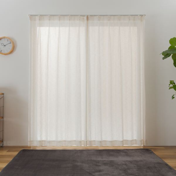 ＼ポイント10倍 4/10の0時～1:59まで／ レースカーテン 約幅100×丈176cm×2枚セット アイボリー レースカーテン シンプル レースノード