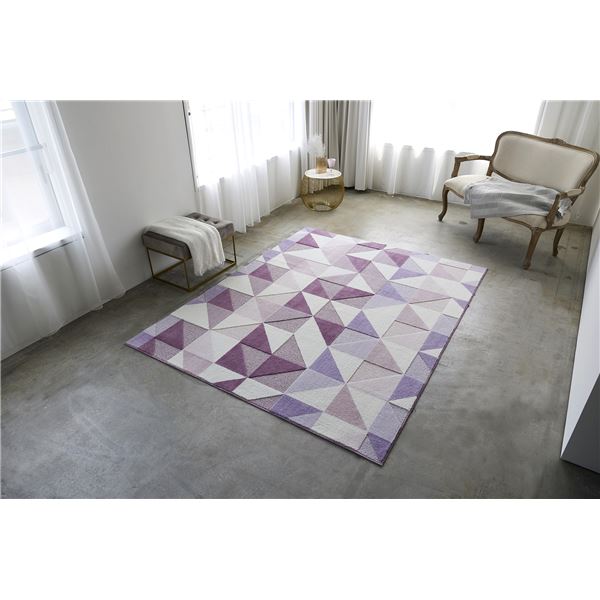 \3%OFFクーポン対象/ スミノエ アレルブロック ラグ シーン 約幅190×長さ240cm パープル 日本製|モモダ家具店