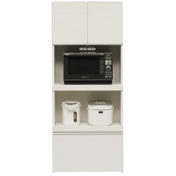 ＼ポイント8倍！GW特売最終+イーグルス勝利／ ハイ レンジボード キッチン収納 幅75cm ホワイト 木目調 2口 コンセント スライドテーブル付き 日本製 国産 レンジ台 キッチンボード レンジラック 完成品 玄関渡し