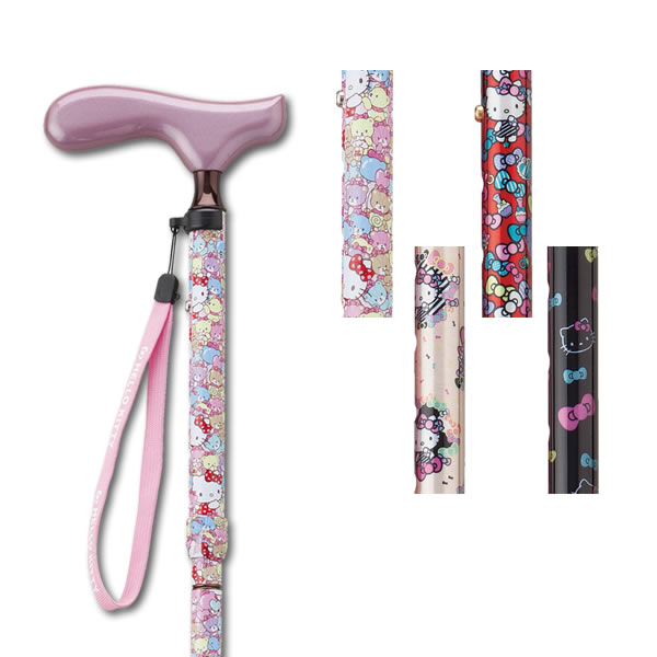 ステッキ 杖 人気商品は ハローキティ 折りたたみ伸縮杖 愛杖 介護 折りたたみステッキ 種類 外出 リハビリ 補助 歩行 すてっき 敬老 用 老人 高齢者 ステッキ 人気 おしゃれ 通販 杖 ケイホスピア 5500円以上購入で送料無料 介護用品