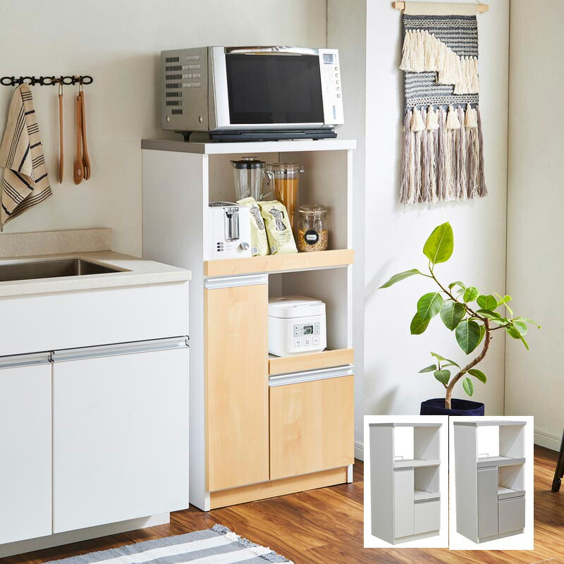 楽天市場】レンジ台 幅60 完成品 国産 大川家具 12キロ米びつ付き 食器