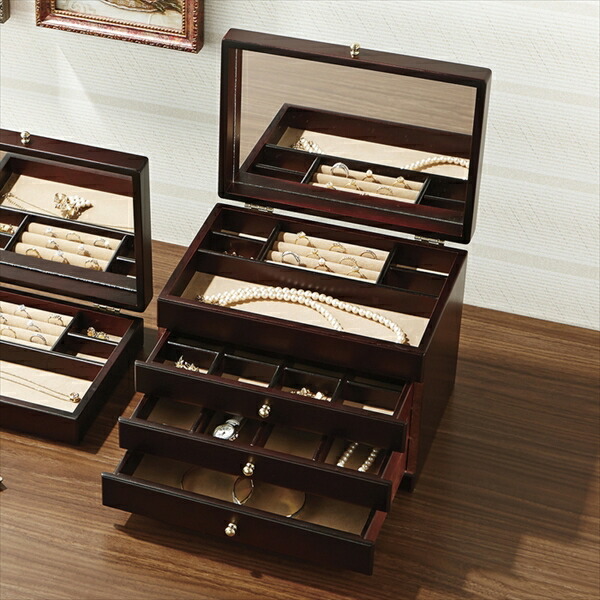 大有りがたさ通貨価値 Wooden Case(ウッデン・ケース) 木製ジュエル容れもの（3ツ引） 17-806  (346つづき物) 直送品。代引不可・同梱不可・返品とり止める・銀行割引不可 添え物 小物 納める 日本製 分かりやすい 目論む 室内装飾 品目貨物輸送無料